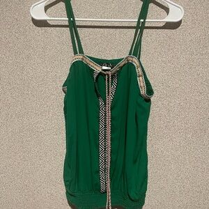 VENUS Green Tie Front Embellished Camisole‎